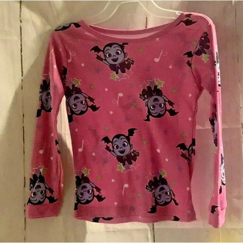 Disney  Vampirina  Girls Snug Fit Pajama Tops Toddler Size 4 Pink 2 Shirts